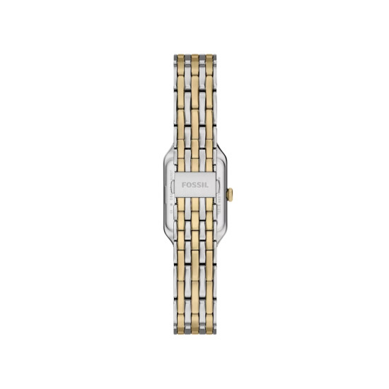 Fossil ES5468 ženski sat Raquel Mini pravougaono kućište Two Tone Silver Gold Roman Numerals White Satin Dial 18mm