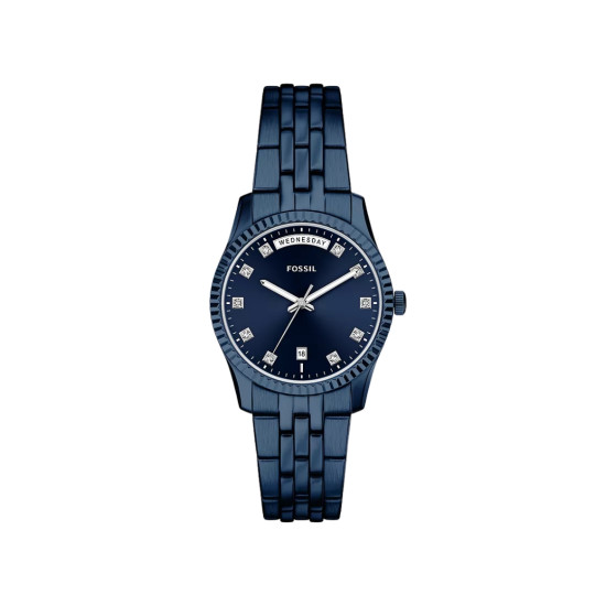 Fossil ES5476 ženski sat Scarlette Navy Blue Stainless Steel Date Day Monochromatic Sunray Dial 34mm
