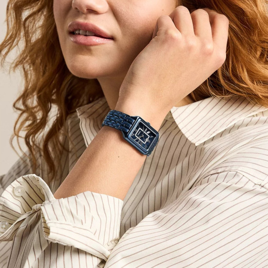 Fossil ES5479 ženski sat Raquel Navy Blue Stainless Steel pravougaoni Monochromatic Blue Mother of Pearl Dial 26mm