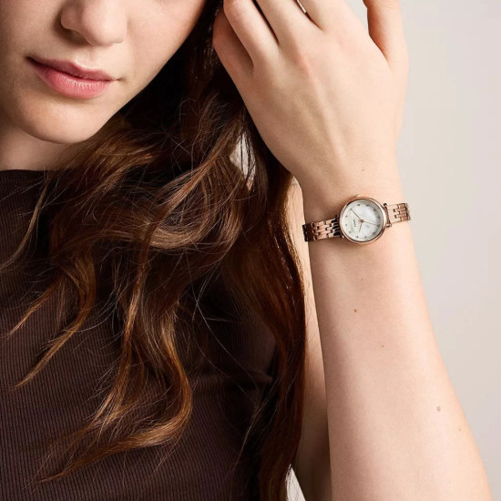 Fossil Heidi ES5502 ženski sat Mini Classic Rose Gold Tone Stainless Steel White Mother of Pearl Dial 26mm