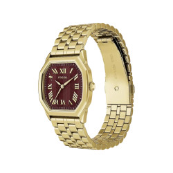 Fossil Harlow ES5511 ženski sat Octagonal Gold Tone Roman Numerals & Burgundu Sunray Dial 27mm Timeless Elegance NOVO