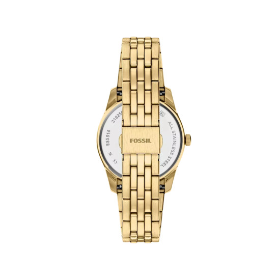 Fossil Scarlette ES5514 ženski sat Day Date Gold Tone Burgundu Sunray Dial 34mm Timeless Elegance NOVO