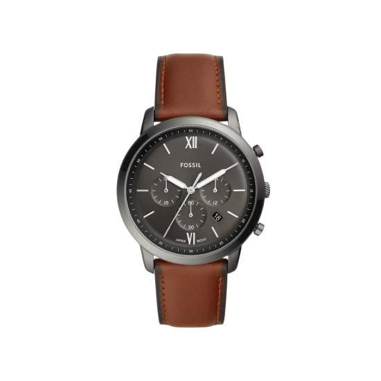 Fossil FS5512 muški sat Neutra Chronograph Gun Metal Brown kožni kaiš Sunray Gray Dial 43mm