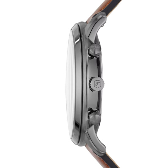 Fossil FS5512 muški sat Neutra Chronograph Gun Metal Brown kožni kaiš Sunray Gray Dial 43mm