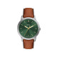 Fossil FS6094 muški sat Minimalist Slim Brown kožni kaiš Green Sunray Dial Gold detail 44mm
