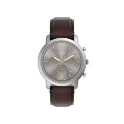 Fossil FS6129 muški sat Neutra Chronograph kožni kaiš Deep Brown Gray Sunray Dial Gold Detail 44mm