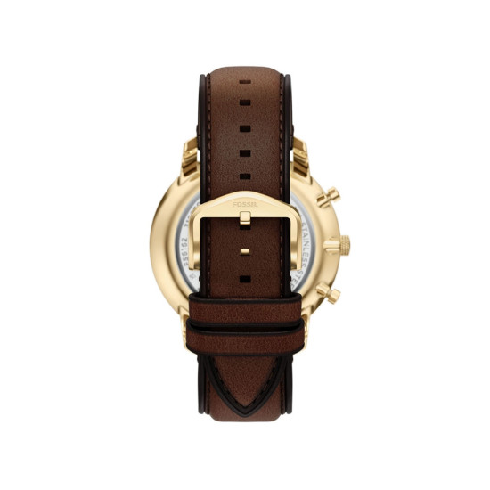 Fossil FS6162 muški sat Neutra Chronograph Gold Tone kožni kaiš Brown Sunray Light Blue Dial 44mm