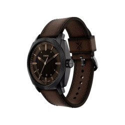 Fossil Machine FS6187 muški sat Black Stainless Steel kožni kaiš Brown Dark Mocha Dial 41mm Industrial Style