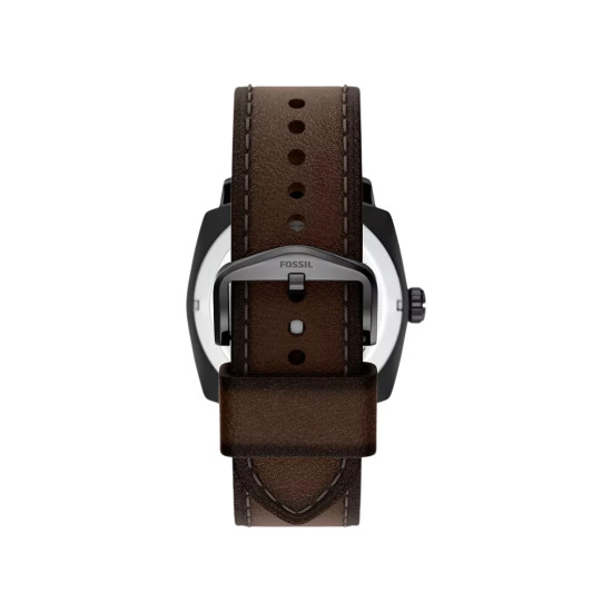 Fossil Machine FS6187 muški sat Black Stainless Steel kožni kaiš Brown Dark Mocha Dial 41mm Industrial Style