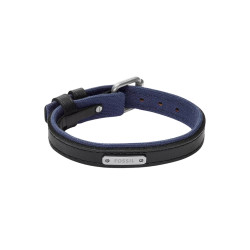 Fossil JA7316998 muška narukvica Everett Color Pop Midnight Blue and Black Leather Strap