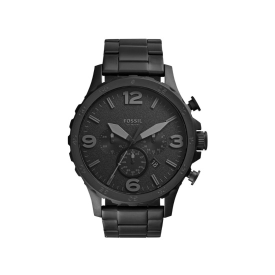 Fossil JR1401 muški sat Nate Chronograph XL All Black Stainless Steel 50mm 10ATM