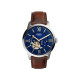 Fossil ME3110 muški sat Townsman Automatic Deep Brown kožni kaiš Marine Blue Dial Gold Detail 44mm