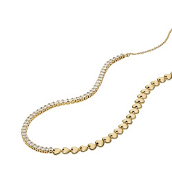 Fossil JA7302710 ogrlica Sutton Love Tennis Heart Link Gold Tone Stainless Steel
