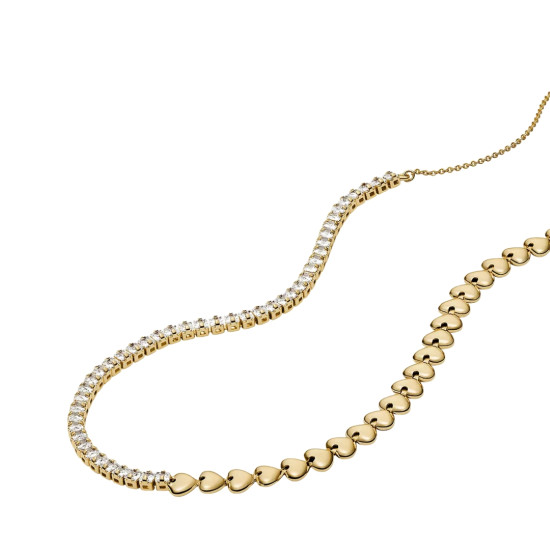 Fossil JA7302710 ogrlica Sutton Love Tennis Heart Link Gold Tone Stainless Steel
