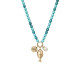 Fossil JA7318710 ogrlica Sutton By The Sea Turquoise Blue Acrylic Beaded Shell Gold
