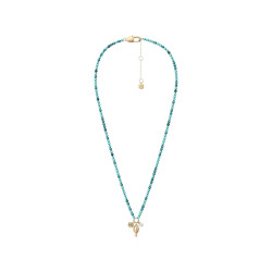 Fossil JA7318710 ogrlica Sutton By The Sea Turquoise Blue Acrylic Beaded Shell Gold