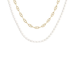 Fossil JA7321710 ogrlica Heritage Pearl D-Link dvoredna Gold Tone