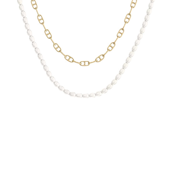 Fossil JA7321710 ogrlica Heritage Pearl D-Link dvoredna Gold Tone