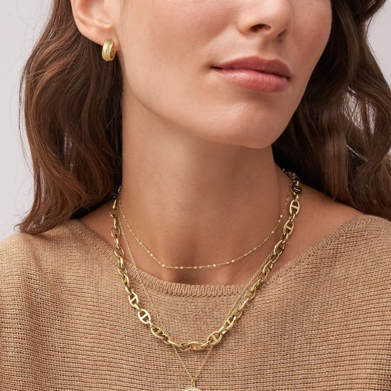 Fossil JF04116710 mindjuše alke Harlow Linear Texture Gold Tone Stainless Steel 13mm