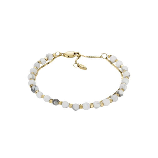 Fossil JF04443710 narukvica dvoredna All Stacked Up Howlite Beaded Gold Tone Stainless Steel
