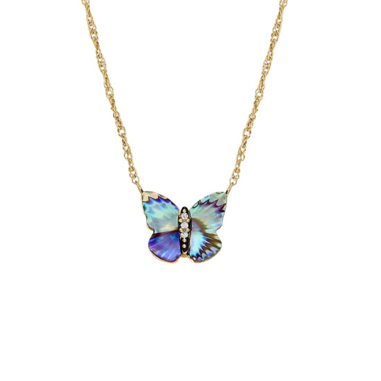 Fossil JF04812710 ogrlica Sutton Butterfly Wings Multicolor Abalone Gold Tone Stainless Steel