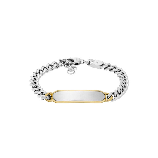 Fossil JF04851998 muška narukvica Ellis Silver Stainless Steel Gold Tone Detail