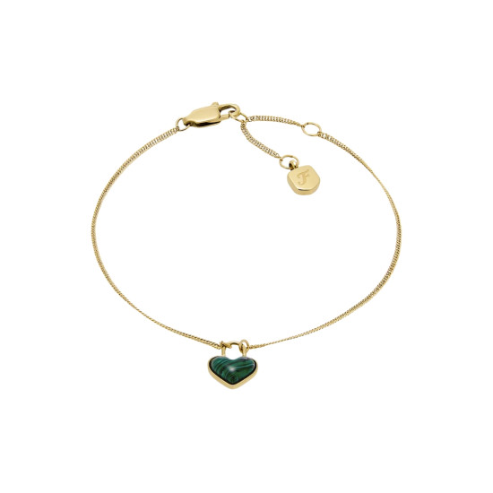 Fossil JF04858710 narukvica Sutton Modern Gold Tone Stainless Steel Malachite Heart Chain 