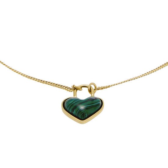 Fossil JF04858710 narukvica Sutton Modern Gold Tone Stainless Steel Malachite Heart Chain 