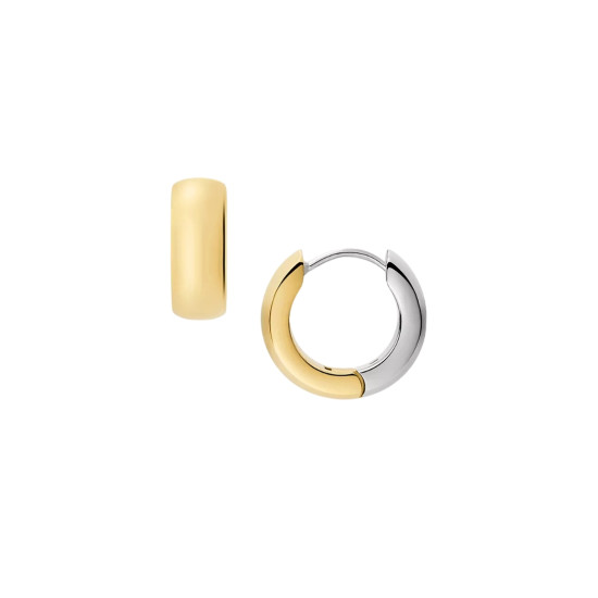 Fossil JF04899998 minđuše alke Ellis Domed Collection Two Tone Gold Silver Stainless Steel 14mm Dvostrane 