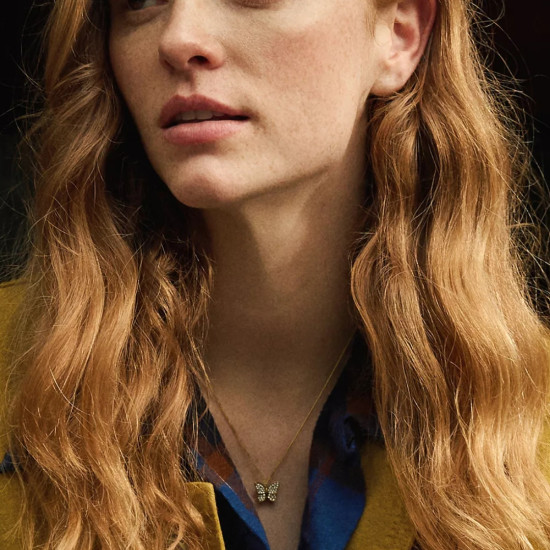 Fossil JF04920710 ogrlica Sutton Pavé Butterfly Gold-Tone Stainless Steel 