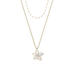 Fossil JF04969710 ogrlica Sutton The Flower Collection Mother of Pearl Gold Tone Stainless Steel