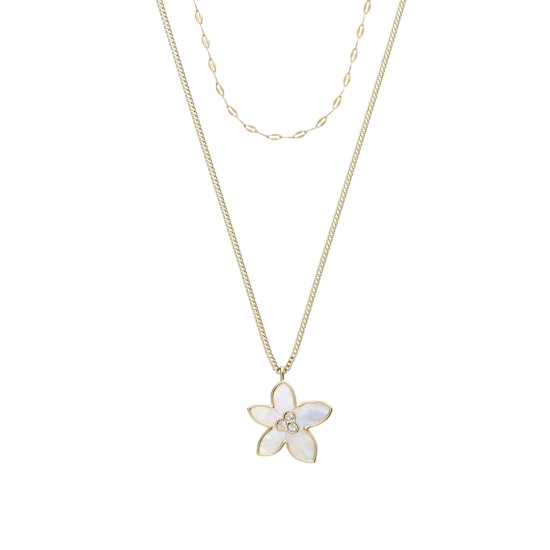 Fossil JF04969710 ogrlica Sutton The Flower Collection Mother of Pearl Gold Tone Stainless Steel