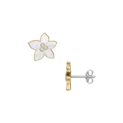 Fossil JF04973710 minđuše Sutton The Flower Collection Mother-of-Pearl Gold Tone Stainless Steel 13mm