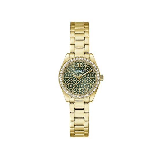 GUESS GW1100L2 ženski sat Mini Luna Gold Tone Cirkon Neutral Green Lace Dial 30mm