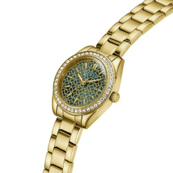 GUESS GW1100L2 ženski sat Mini Luna Gold Tone Cirkon Neutral Green Lace Dial 30mm