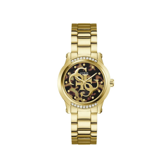 GUESS GW1105L2 ženski sat ANNETTE Gold Tone Leopard Animal Print Dial 36mm Glam Effect