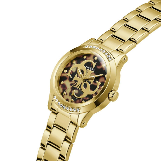 GUESS GW1105L2 ženski sat ANNETTE Gold Tone Leopard Animal Print Dial 36mm Glam Effect