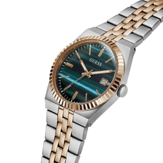 GUESS GW1129G6 unisex sat VINCENT Malachite Two Tone Silver Rose Gold Date Window 39mm