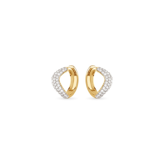 GUESS DOUBLE WAVE JSBE05070JWYGT/U mindjuše alke Gold Plated 925 Sterling Silver Pave Cirkon 12mm