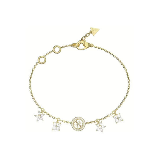 Guess JUBB06033JWYGS narukvica Secret Garden Floral Charms White Crystal Details Gold Tone Plated Stainless Steel Veličina S
