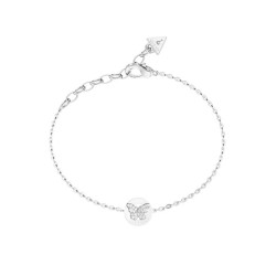 Guess JUBB06135JWRHS narukvica Borboleta Butterfly Medal Silver Plated Stainless Steel Minimalist Crystal Elegance