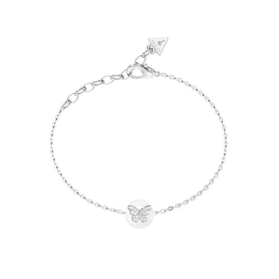 Guess JUBB06135JWRHS narukvica Borboleta Butterfly Medal Silver Plated Stainless Steel Minimalist Crystal Elegance