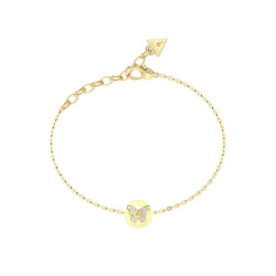 Guess JUBB06135JWYGS narukvica Borboleta Butterfly Medal Gold Tone Stainless Steel Minimalist Crystal Elegance