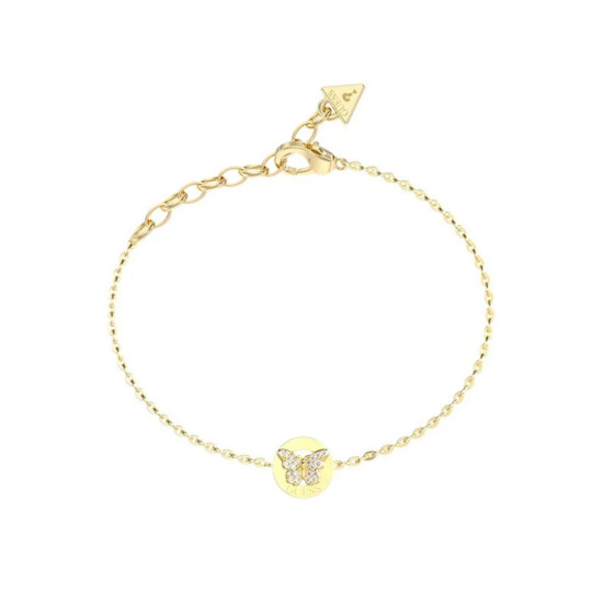 Guess JUBB06135JWYGS narukvica Borboleta Butterfly Medal Gold Tone Stainless Steel Minimalist Crystal Elegance