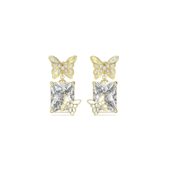 Guess JUBE04089JWYGT/U minđuše Butterfly Swarovski Crystal Gold Tone Plated Stainless Steel 25mm