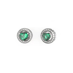 Guess JUBE04669JWRHEMT/U minđuše M'Ama Non M'Ama Silver Plated Stainless Steel Emerald Green Cristal 10mm