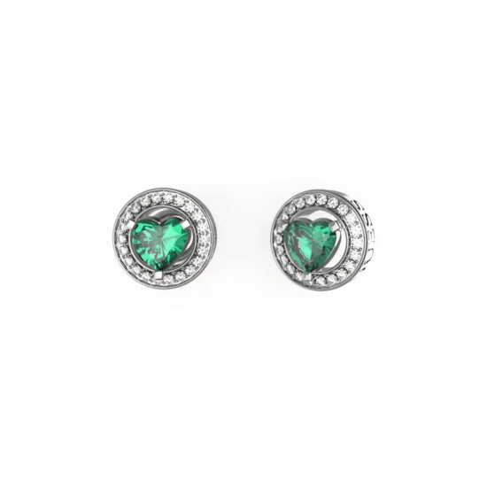 Guess JUBE04669JWRHEMT/U minđuše M'Ama Non M'Ama Silver Plated Stainless Steel Emerald Green Cristal 10mm