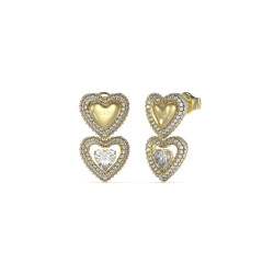 Guess JUBE05025JWYGT/U minđuše Beloved Double Heart Gold Tone Stainless Steel 25mm