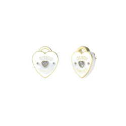 Guess JUBE05054JWYGWHT/U minđuše Amore White Emajl Gold Plated Stainless Steel 14mm            