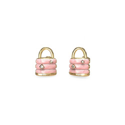 Guess JUBE05414JWYGRST/U minđuše My Secret Light Pink Emajl Gold Tone Gold Plated Stainless Steel Bestseller 16mm